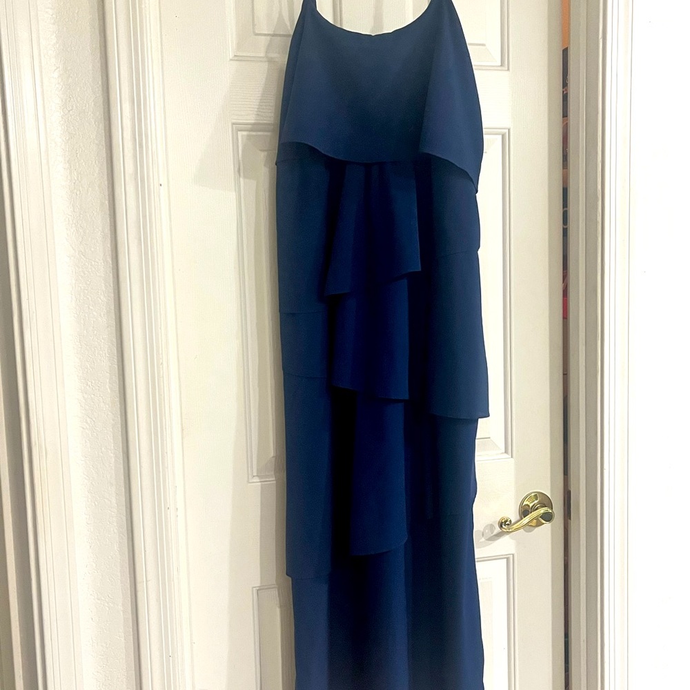 Old Navy, size medium long ruffle dress in navy